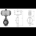 صمام الفراشة الهوائي DN40-600 من الحديد الزهر الرمادي